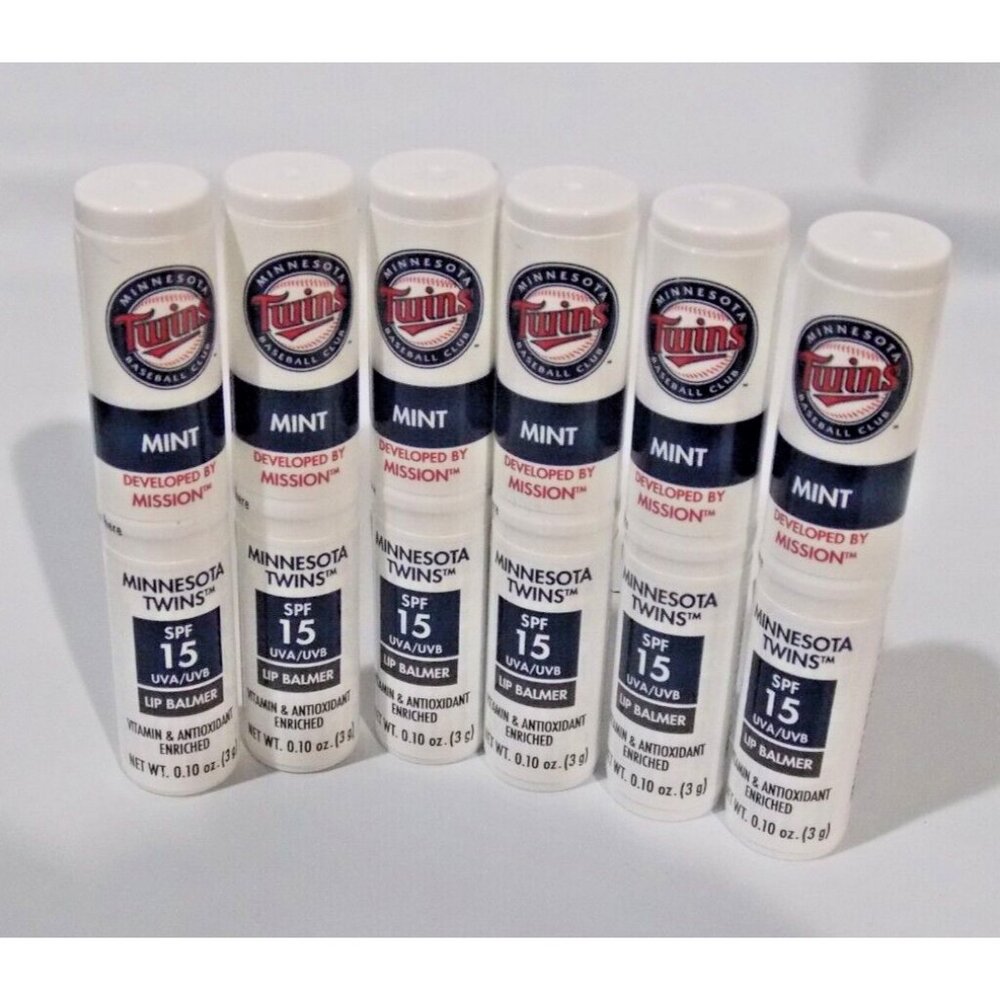 Set of 6 Sealed MLB Minnesota Twins SPF 15 Lip Balm Mission Skincare
